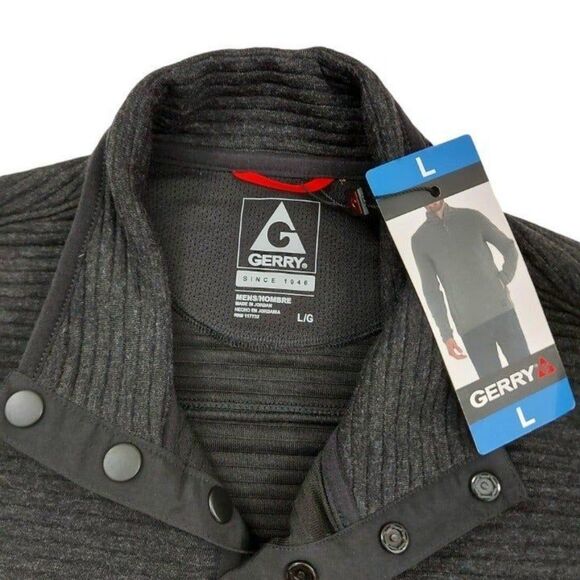 Gerry  Sweater Mens Large Black Pullover1/4 Snap Long Sleeve High Neck Outdoor - Picture 8 of 9